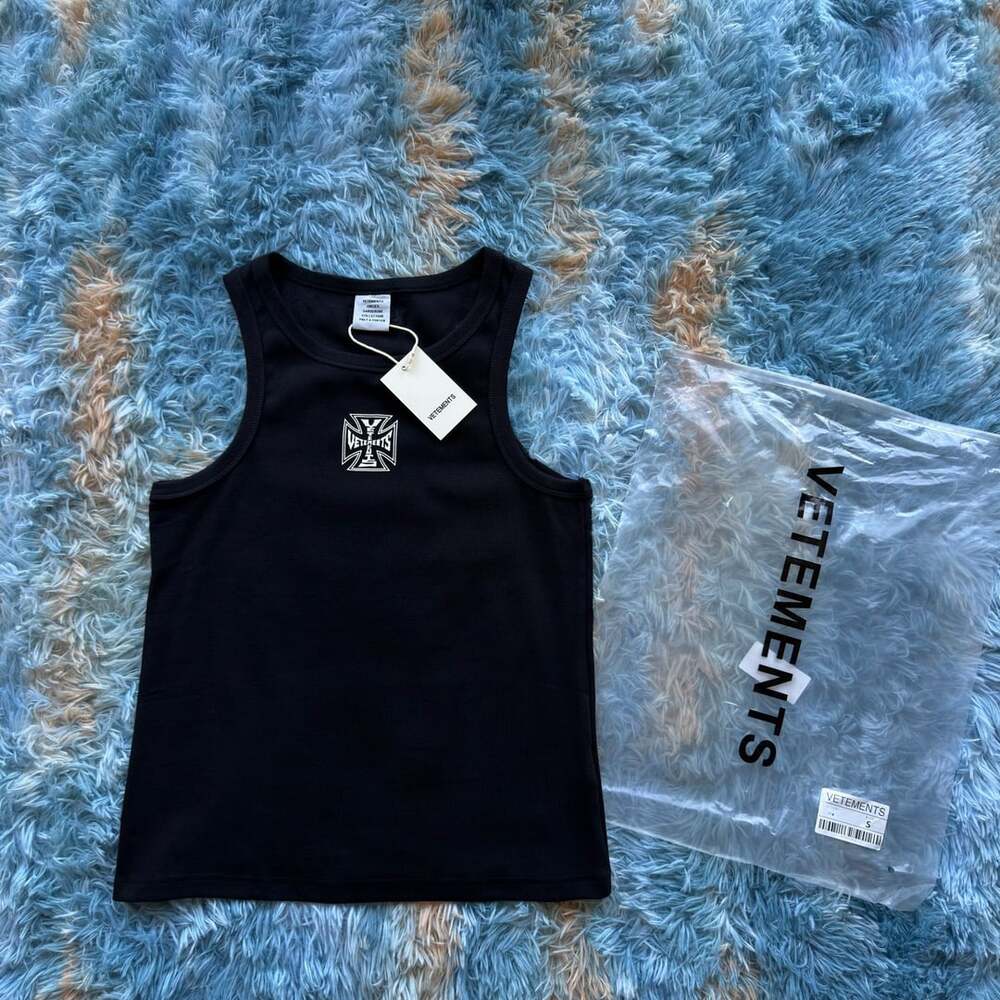Vetements Black Cross Logo Tank Top Size S